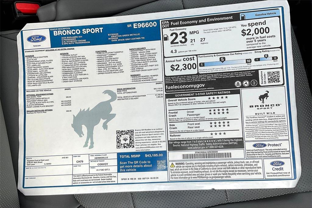 new 2025 Ford Bronco Sport car, priced at $37,582