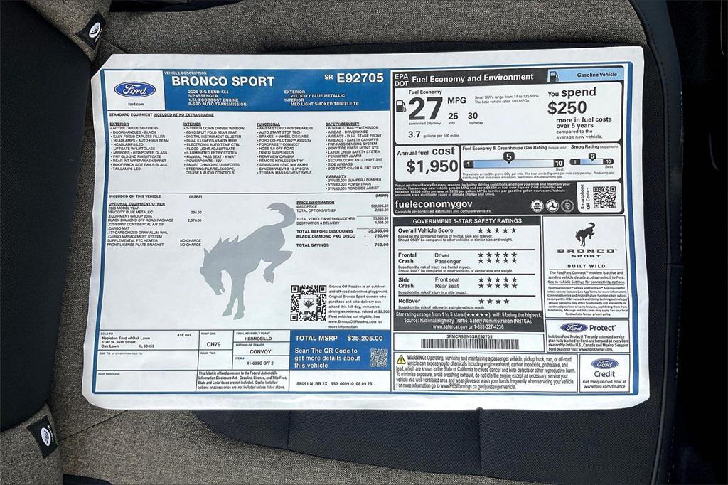 new 2025 Ford Bronco Sport car, priced at $32,779