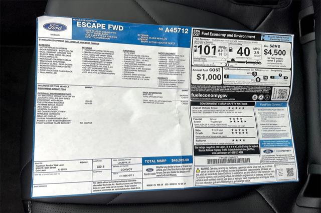 new 2025 Ford Escape PHEV car, priced at $38,556