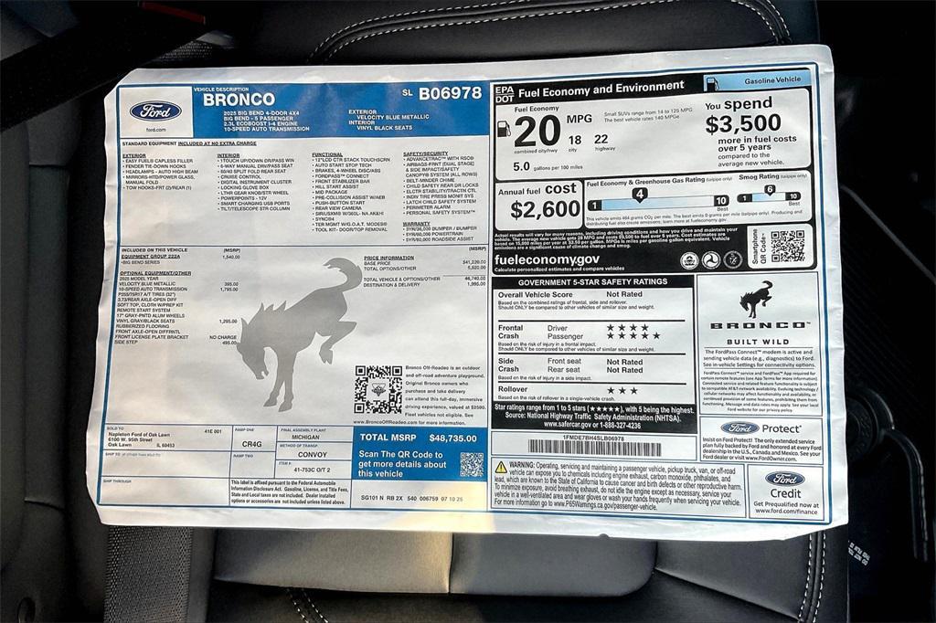 new 2025 Ford Bronco car, priced at $44,614