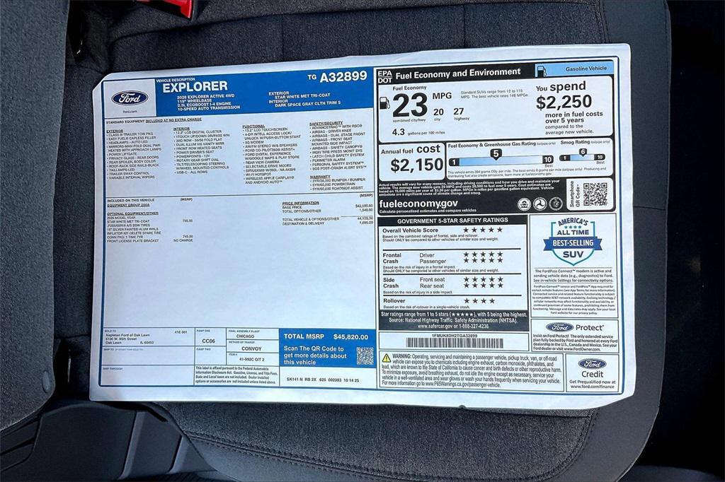 new 2026 Ford Explorer car, priced at $45,820