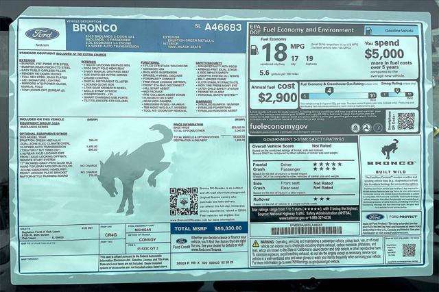 new 2025 Ford Bronco car, priced at $51,350