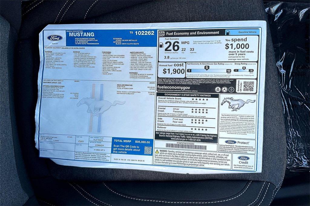 new 2026 Ford Mustang car, priced at $35,385