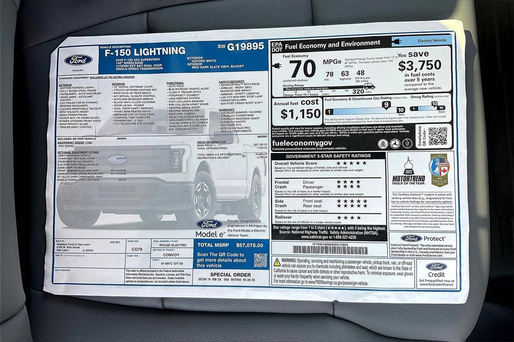 new 2025 Ford F-150 Lightning car, priced at $51,245