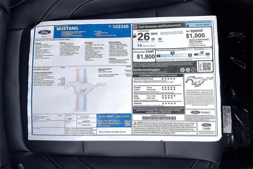 new 2026 Ford Mustang car, priced at $42,015