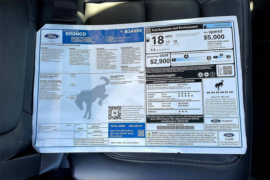 new 2025 Ford Bronco car, priced at $54,312