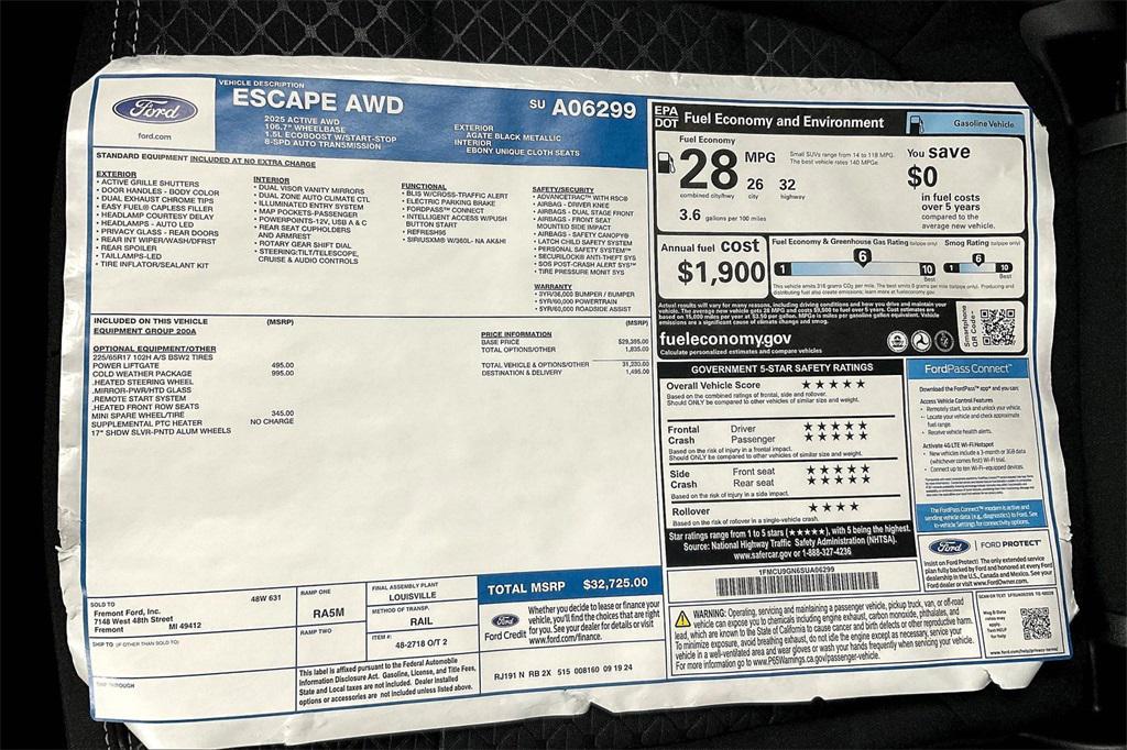 new 2025 Ford Escape car, priced at $24,944