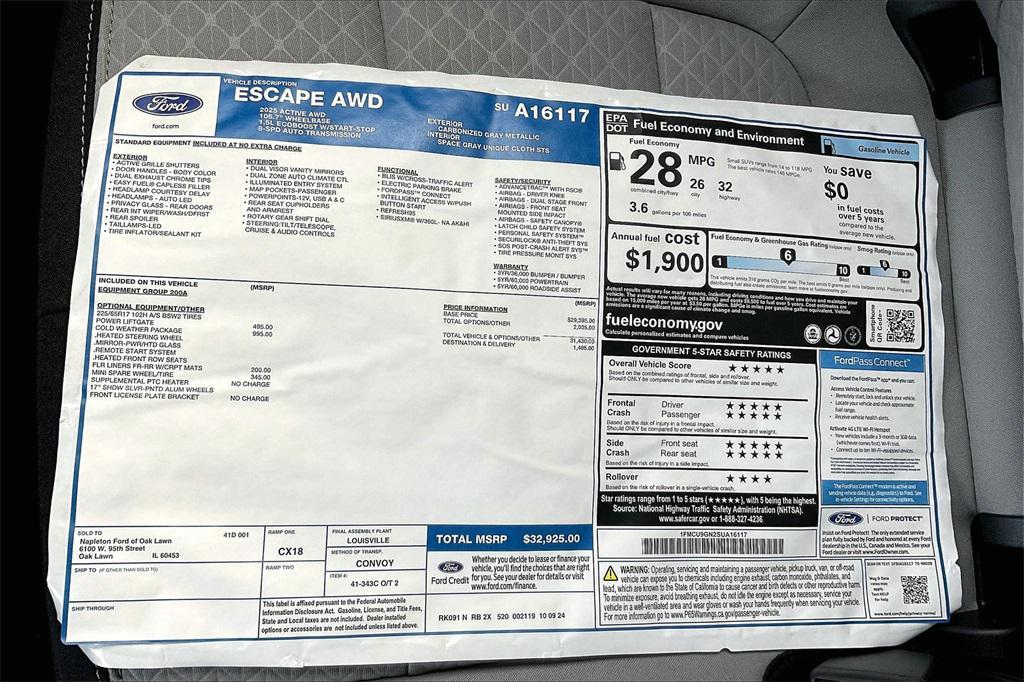 new 2025 Ford Escape car, priced at $26,650