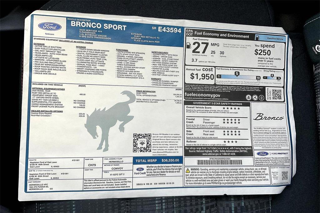 new 2025 Ford Bronco Sport car, priced at $34,005