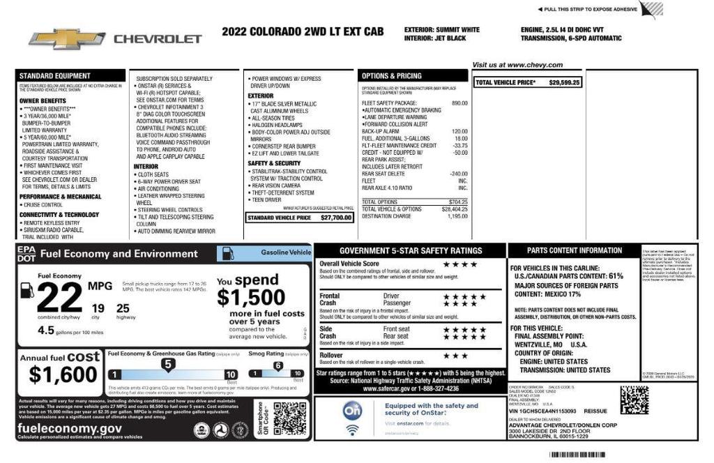 used 2022 Chevrolet Colorado car, priced at $13,399