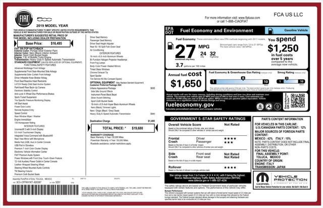 used 2019 FIAT 500 car, priced at $9,799