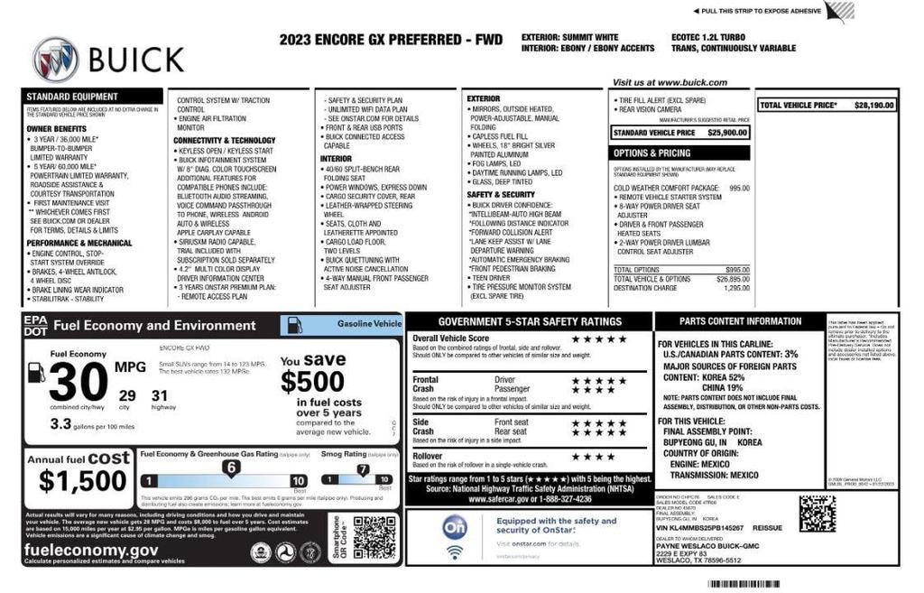 used 2023 Buick Encore GX car, priced at $17,199