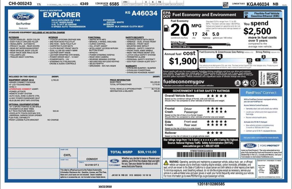 used 2019 Ford Explorer car, priced at $15,998