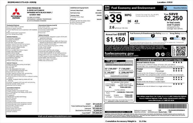 used 2023 Mitsubishi Mirage car, priced at $11,999