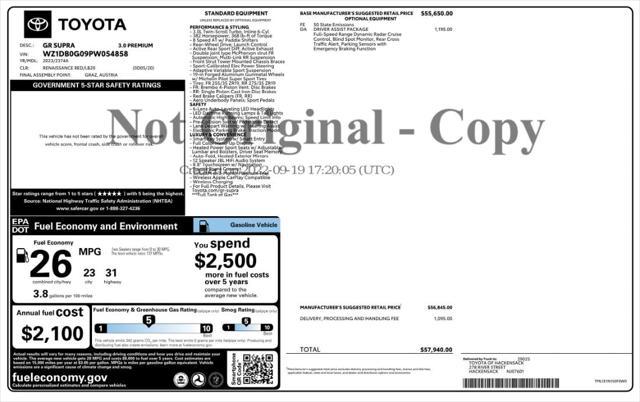 used 2023 Toyota GR Supra car, priced at $51,999