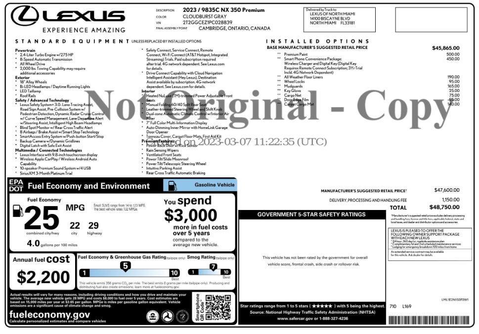 used 2023 Lexus NX 350 car, priced at $33,299