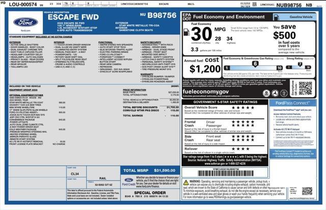used 2022 Ford Escape car, priced at $16,199