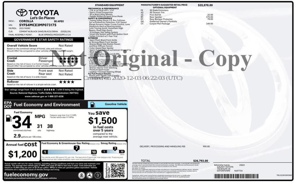 used 2021 Toyota Corolla car, priced at $16,299