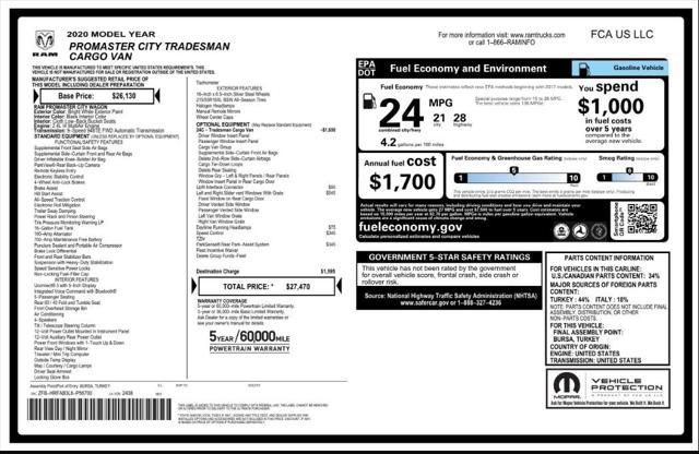 used 2020 Ram ProMaster City car, priced at $18,699