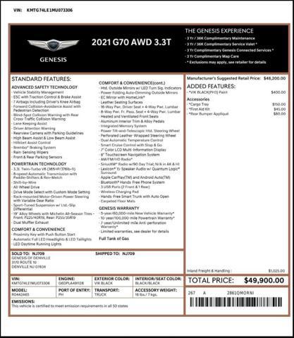 used 2021 Genesis G70 car, priced at $31,699