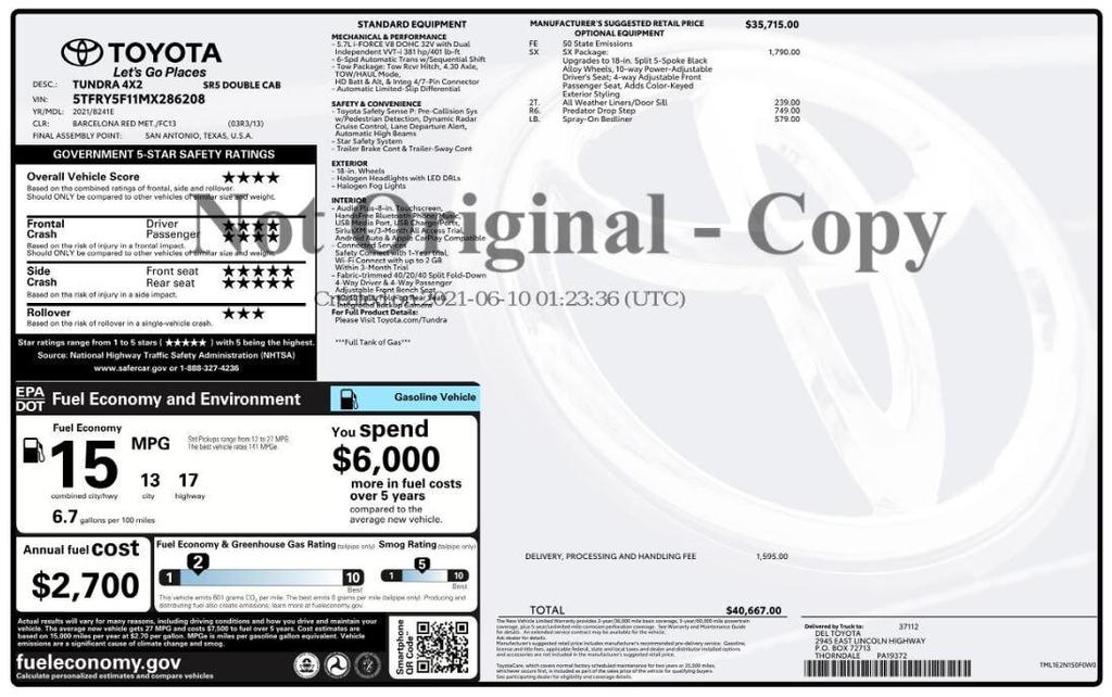 used 2021 Toyota Tundra car, priced at $27,999