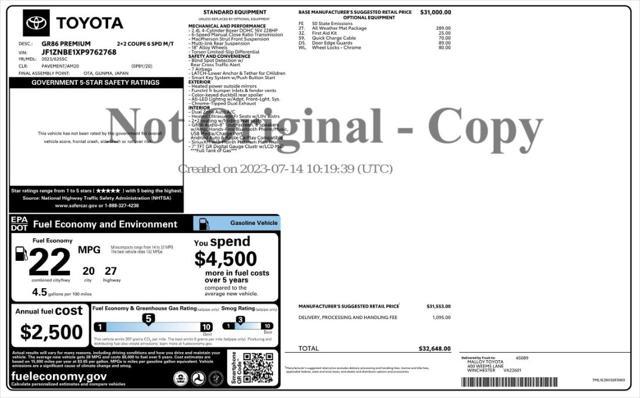 used 2023 Toyota GR86 car, priced at $31,499
