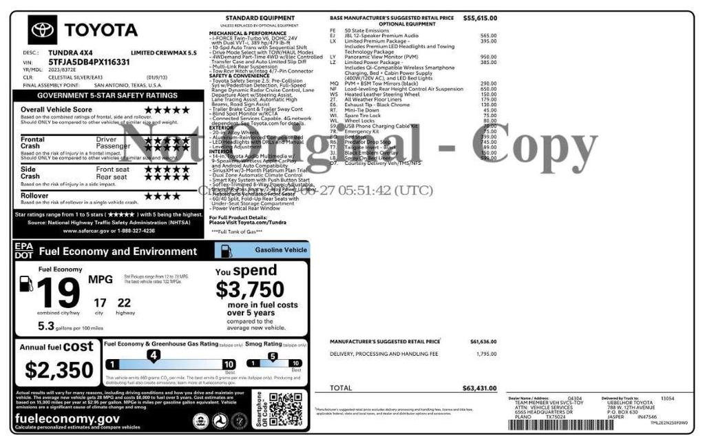 used 2023 Toyota Tundra car, priced at $42,598