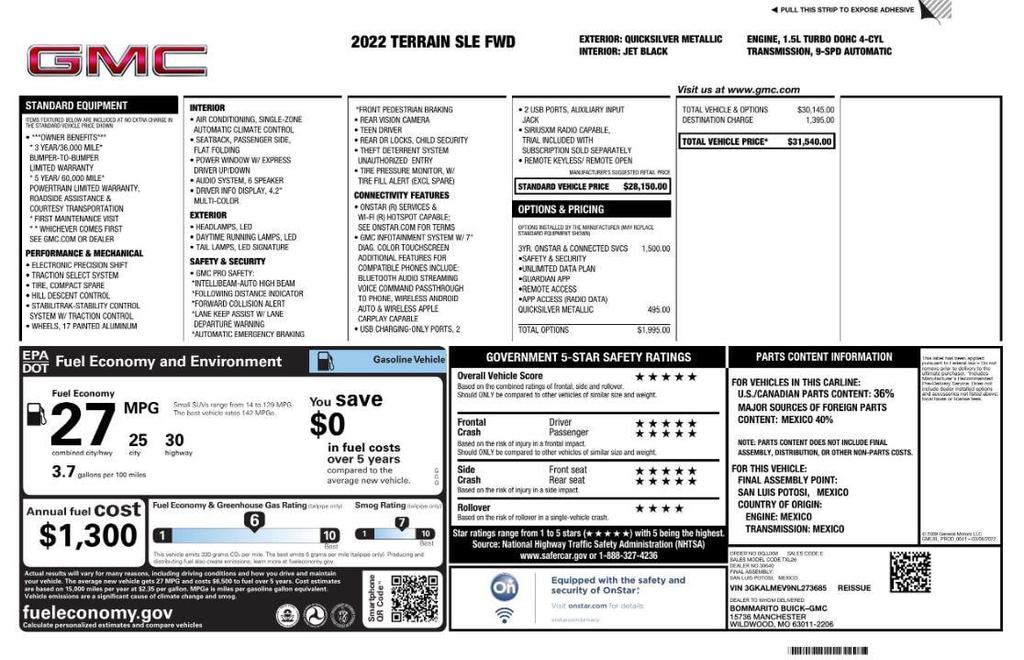 used 2022 GMC Terrain car, priced at $15,299
