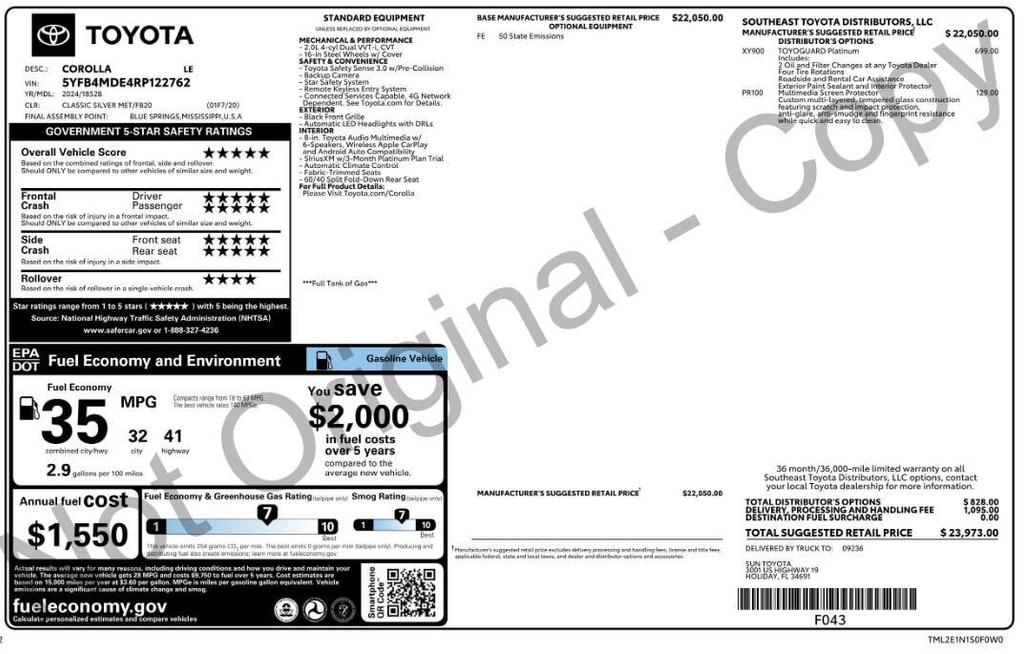 used 2024 Toyota Corolla car, priced at $17,999