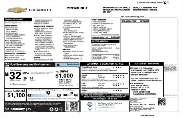 used 2022 Chevrolet Malibu car, priced at $14,299