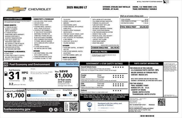 used 2025 Chevrolet Malibu car, priced at $17,999