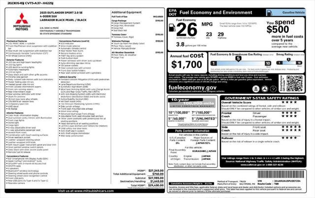 used 2023 Mitsubishi Outlander Sport car, priced at $19,899