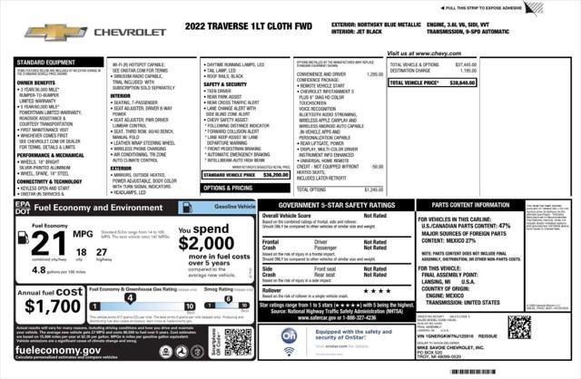 used 2022 Chevrolet Traverse car, priced at $24,499