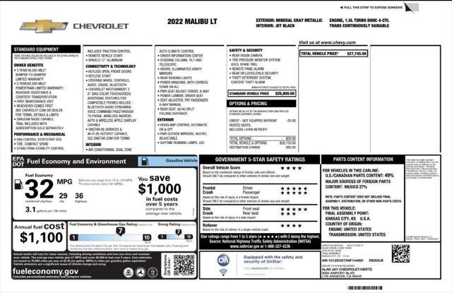 used 2022 Chevrolet Malibu car, priced at $14,399