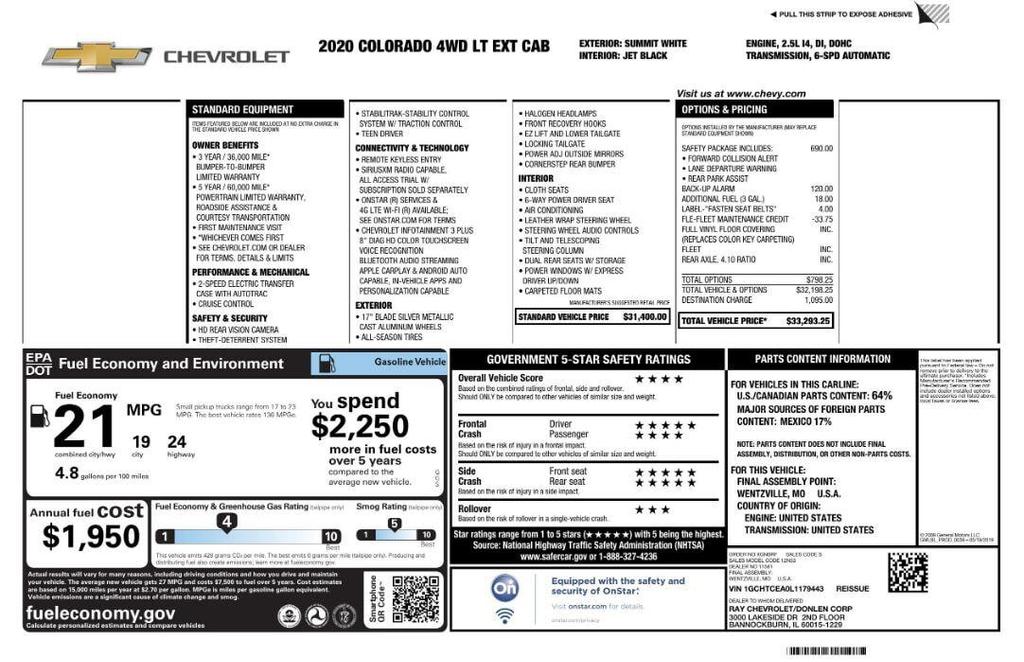 used 2020 Chevrolet Colorado car, priced at $17,999