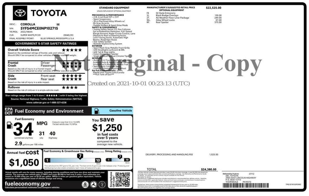 used 2022 Toyota Corolla car, priced at $16,199