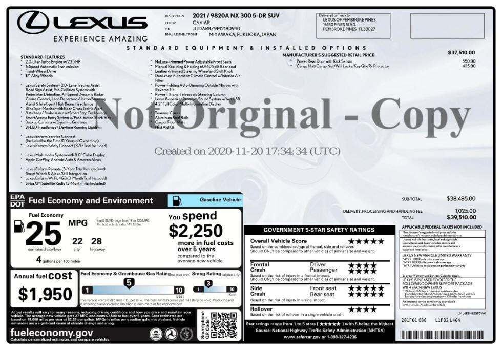 used 2021 Lexus NX 300 car, priced at $21,799