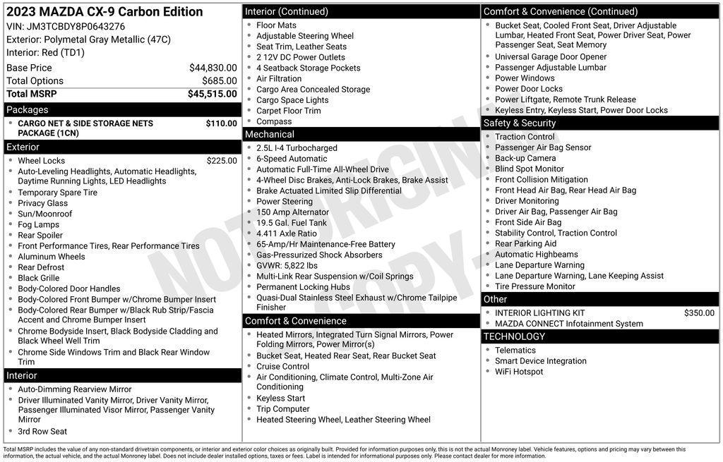 used 2023 Mazda CX-9 car, priced at $32,157
