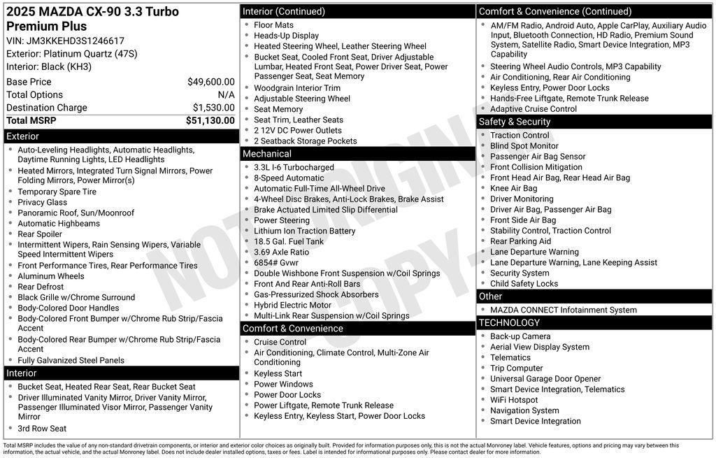 new 2025 Mazda CX-90 car, priced at $47,245