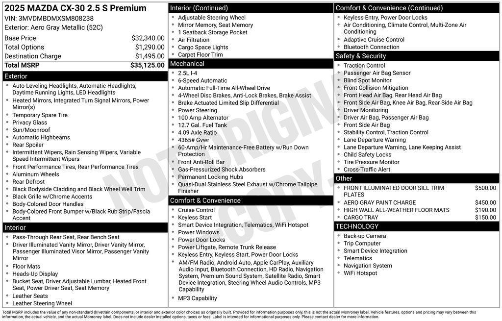 new 2025 Mazda CX-30 car, priced at $31,076