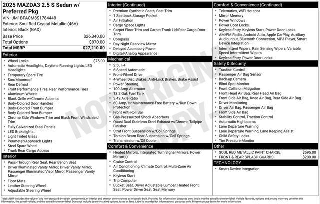 new 2025 Mazda Mazda3 car, priced at $26,793
