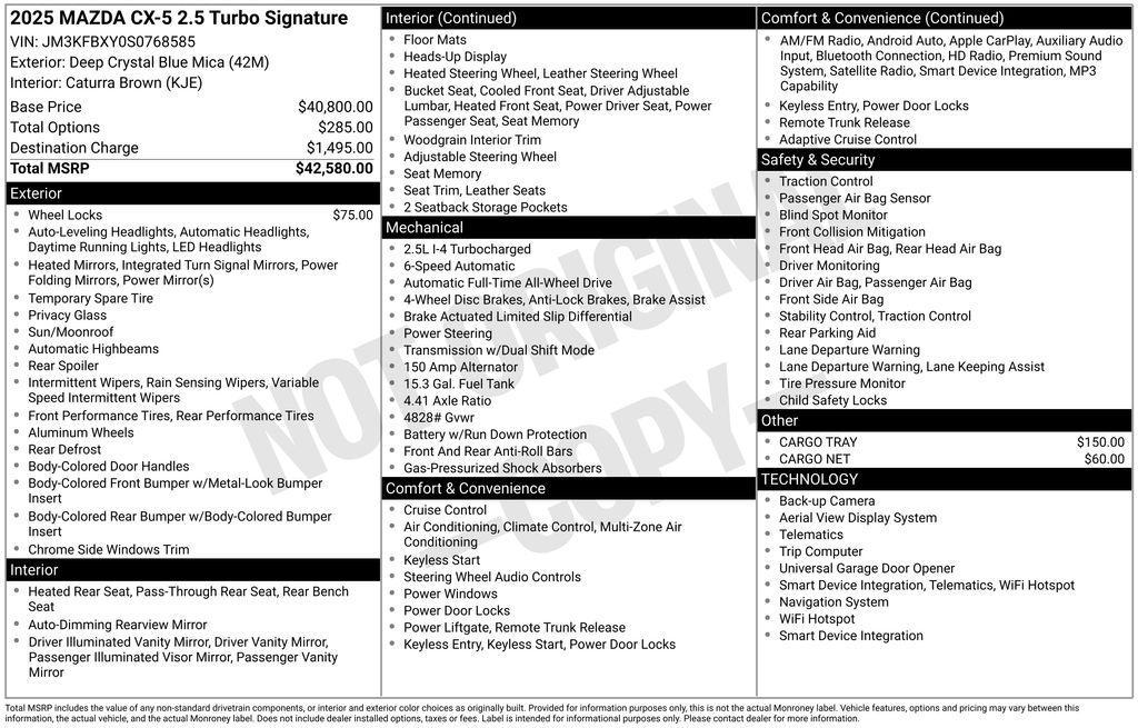 new 2025 Mazda CX-5 car, priced at $40,860