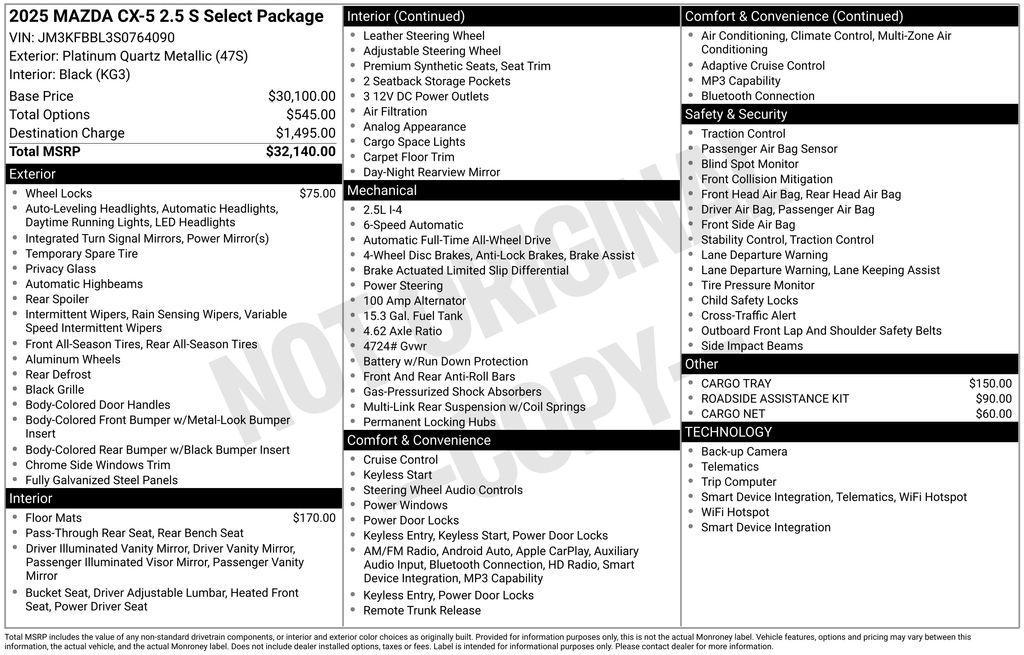 new 2025 Mazda CX-5 car, priced at $28,301