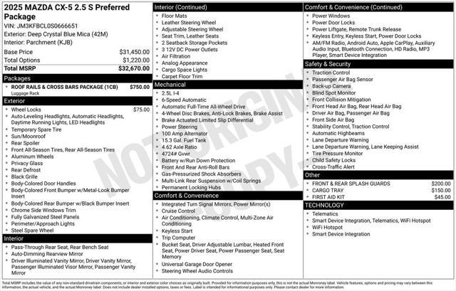 new 2025 Mazda CX-5 car, priced at $32,060