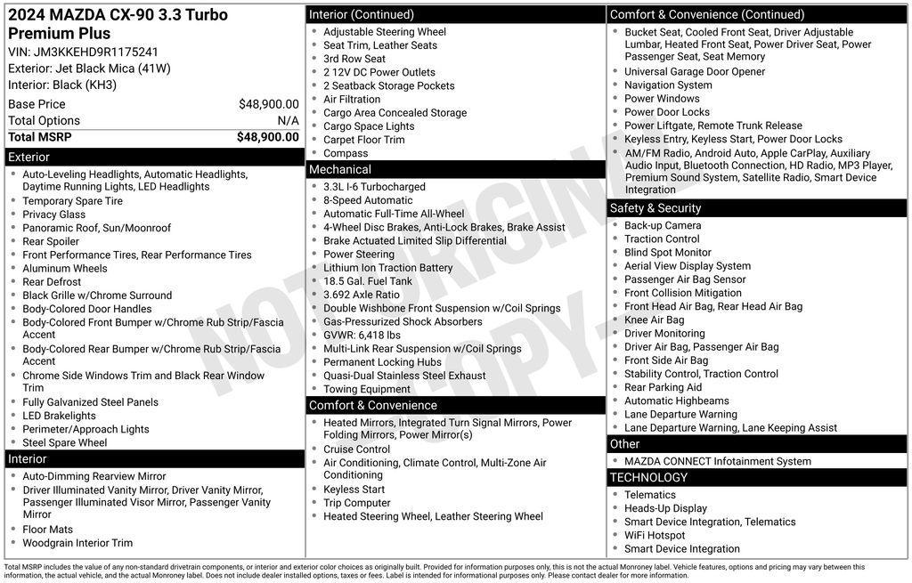 used 2024 Mazda CX-90 car, priced at $46,414