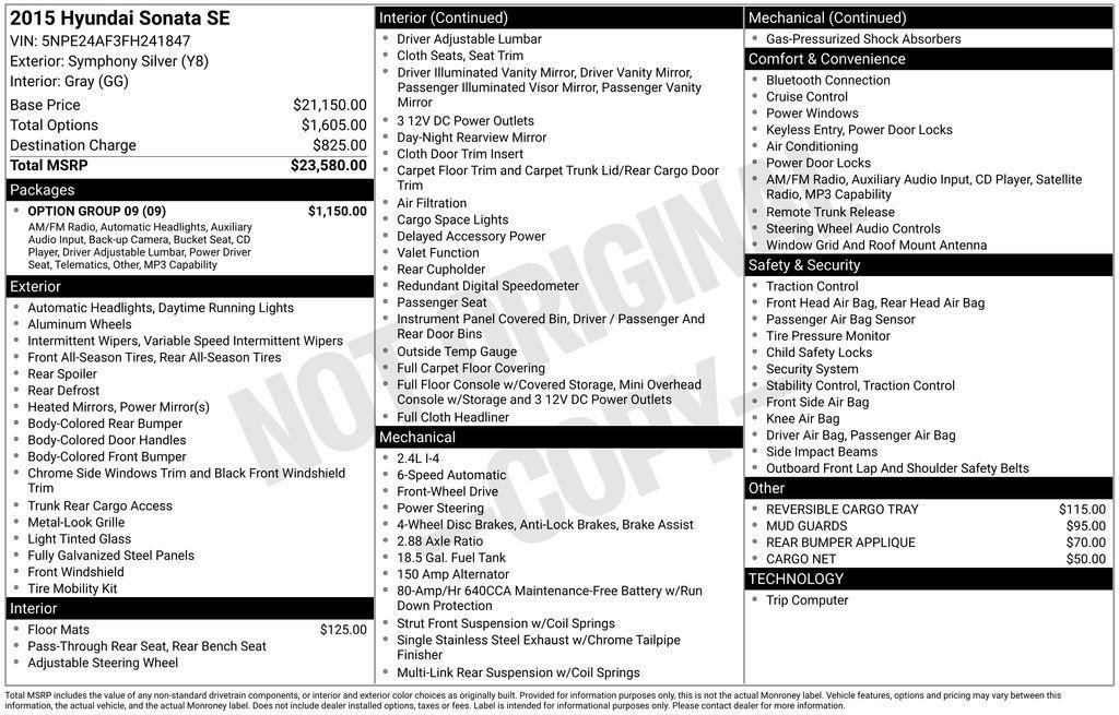used 2015 Hyundai Sonata car, priced at $9,994