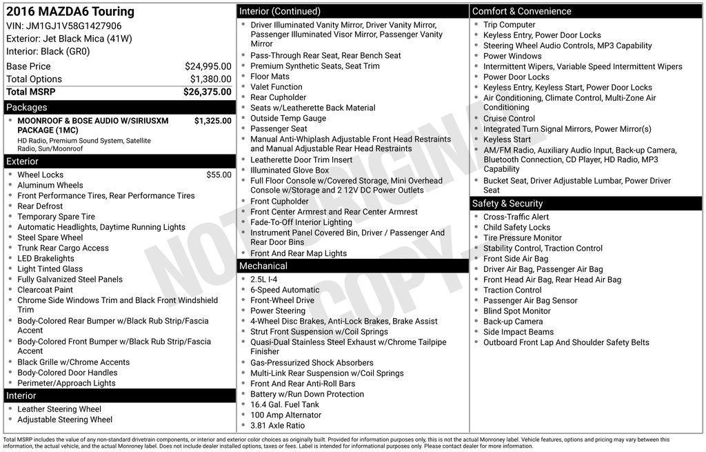 used 2016 Mazda Mazda6 car, priced at $5,650