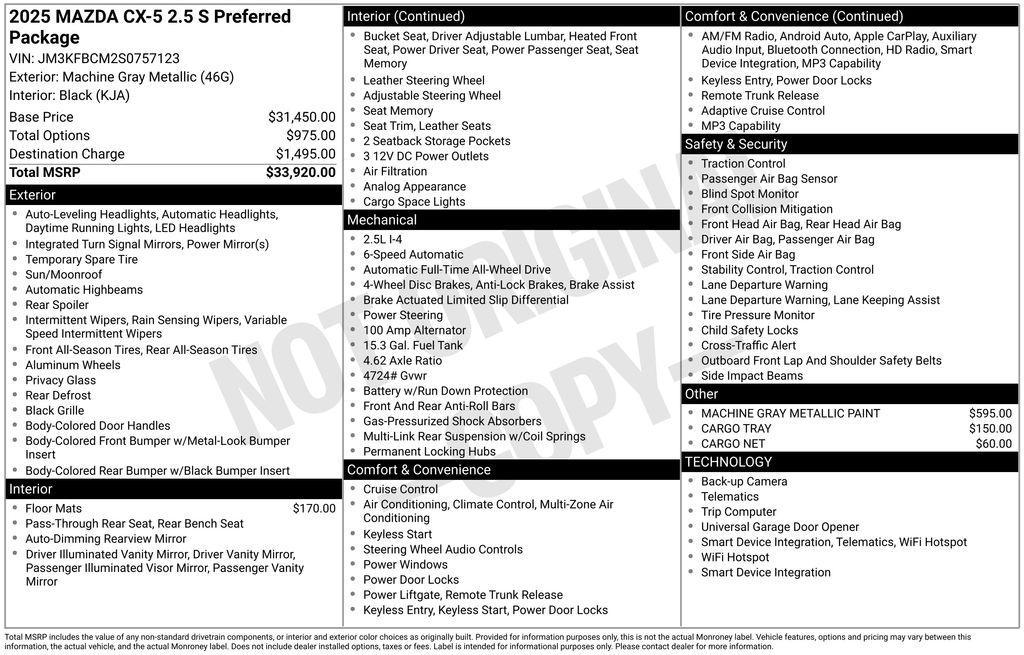 new 2025 Mazda CX-5 car, priced at $30,016