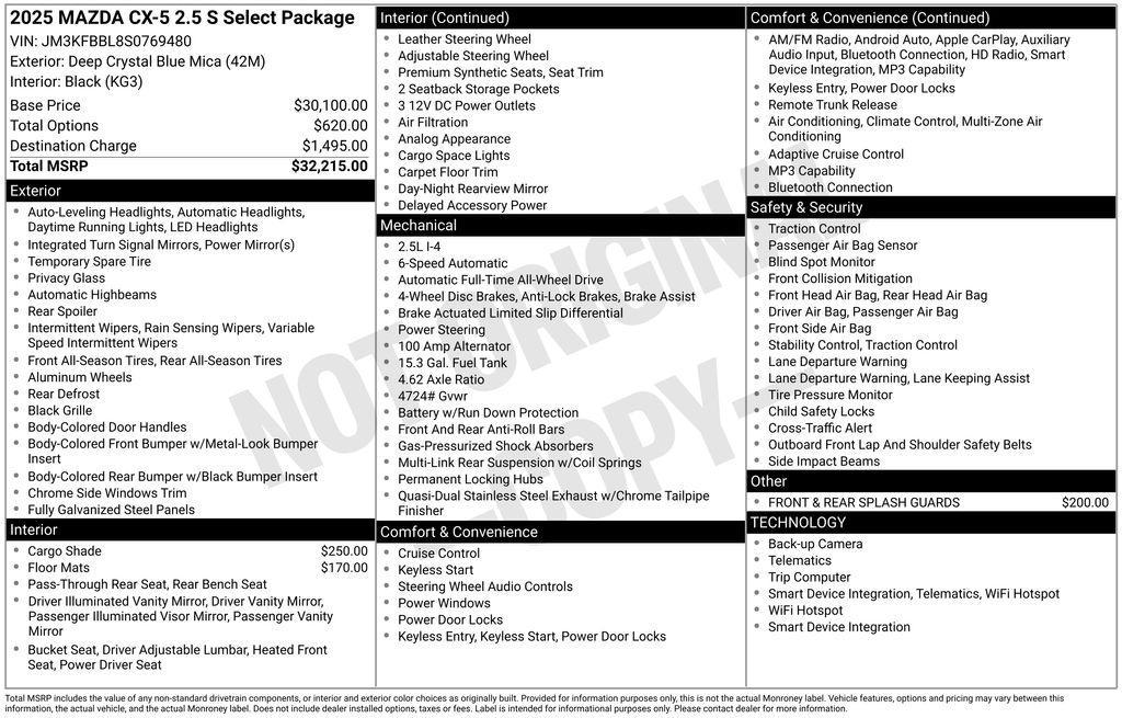 new 2025 Mazda CX-5 car, priced at $30,495