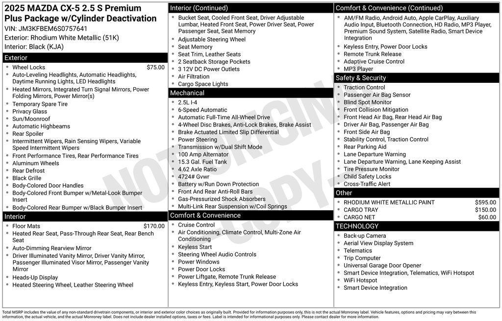 new 2025 Mazda CX-5 car, priced at $37,177